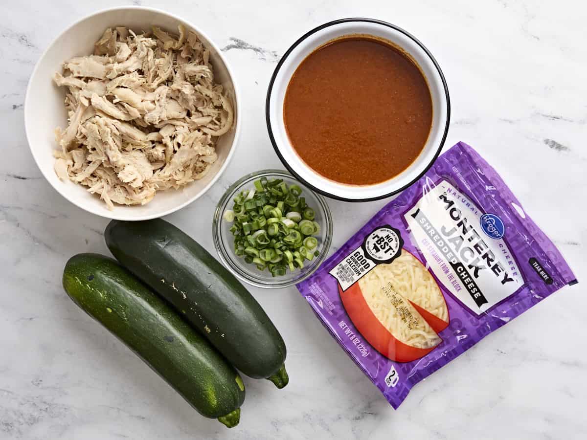 The ingredients for zucchini enchiladas.