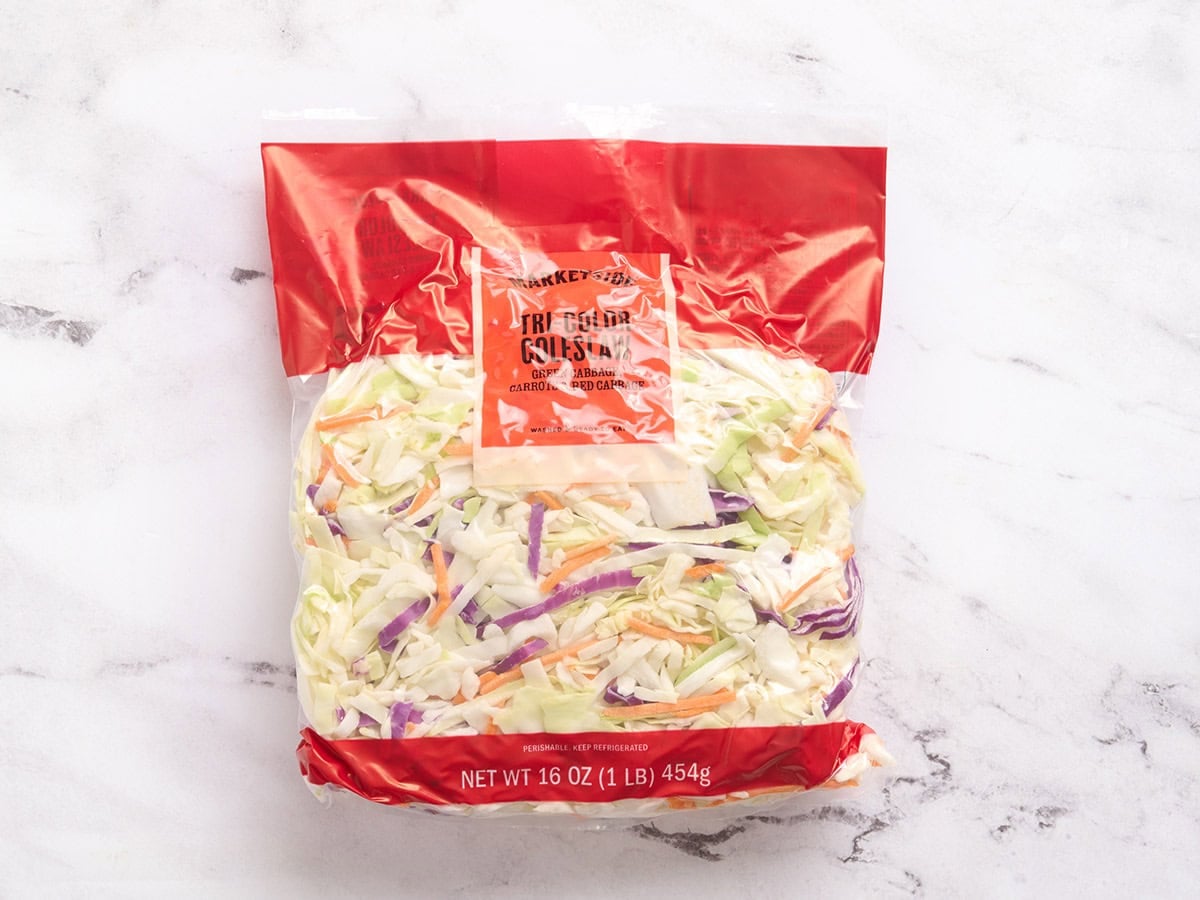 A bagged coleslaw mix.