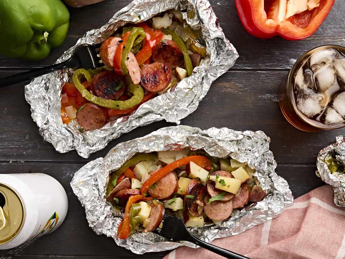 Grilled Sausage and Peppers Foil Packet