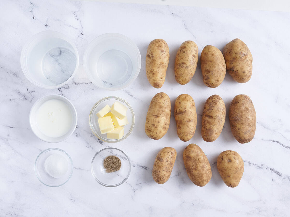 The ingredients to make instant pot mashed potatoes.