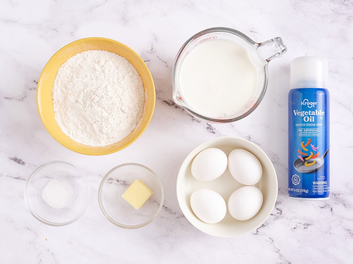 Ingredients to make popovers.