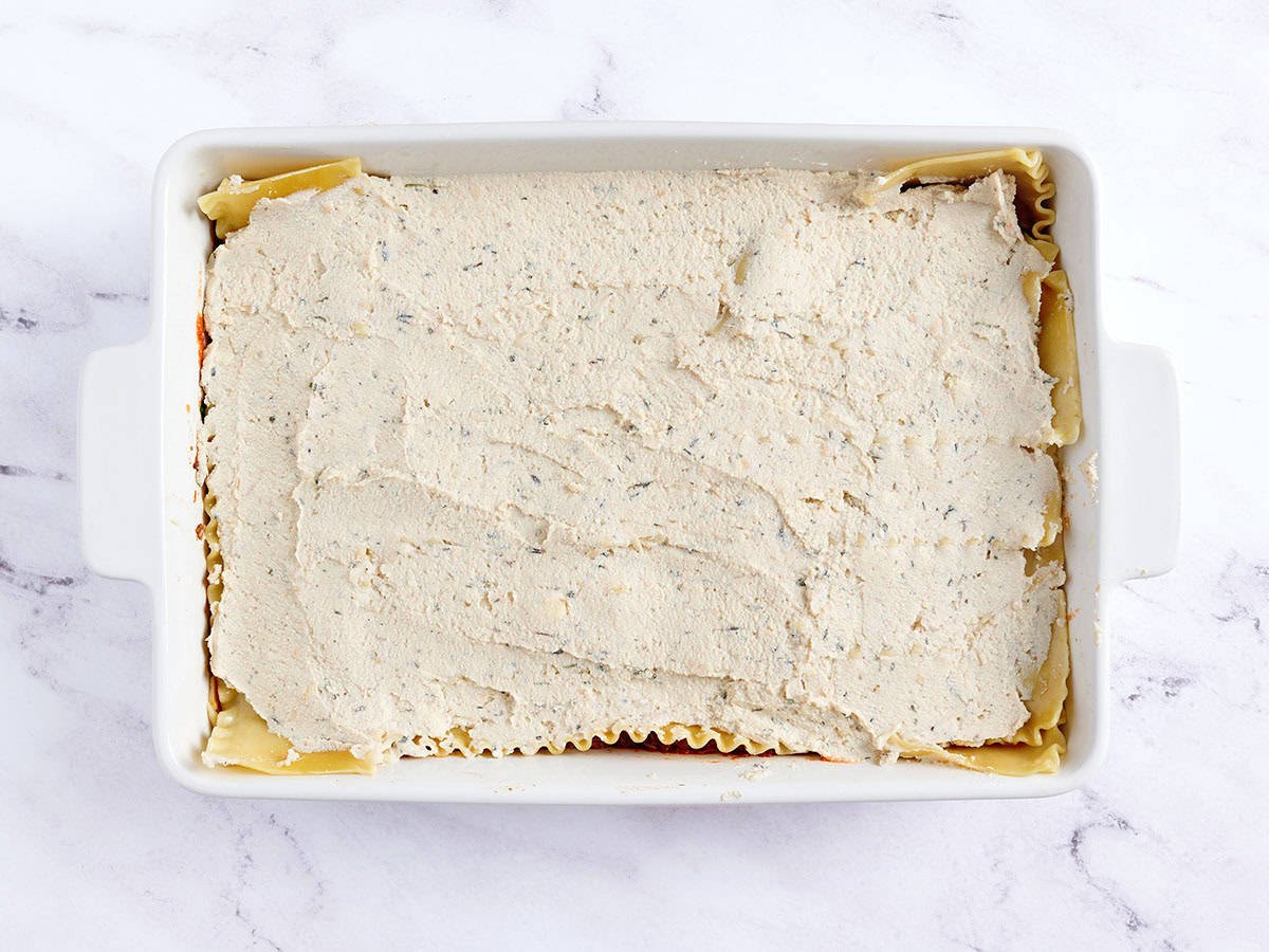 Tofu ricotta cheese layer added.