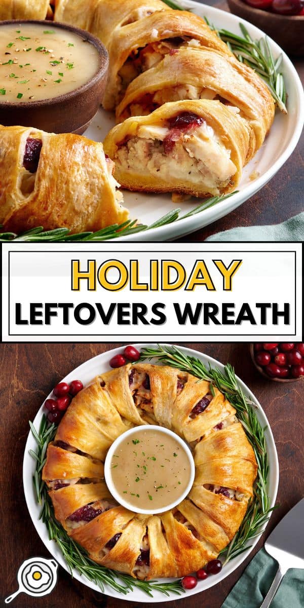 holiday leftovers wreath pin image