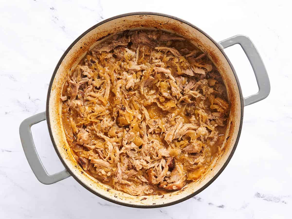 Finished pork and sauerkraut.