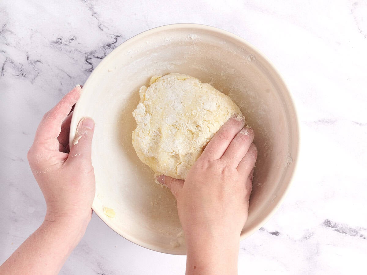 Forming the gnocchi dough.