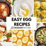 collage image of various egg breakfast ideas
