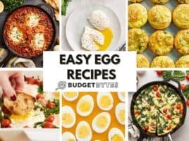 collage image of various egg breakfast ideas