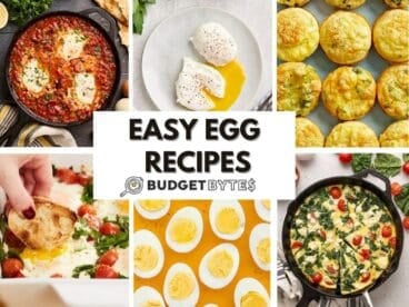 collage image of various egg breakfast ideas