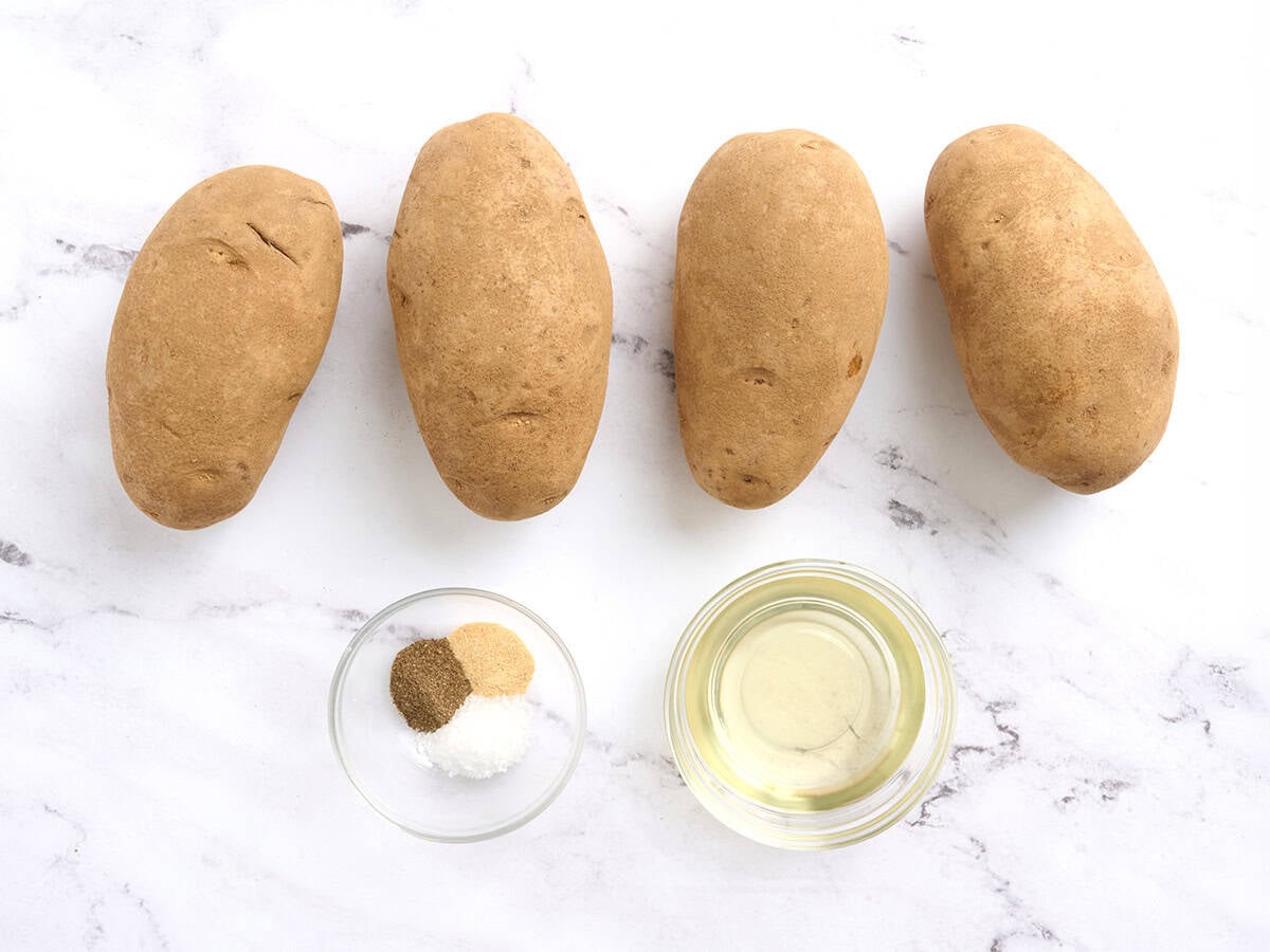 The ingredients to make Hasselback potatoes.