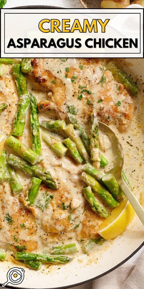 creamy asparagus chicken pin image