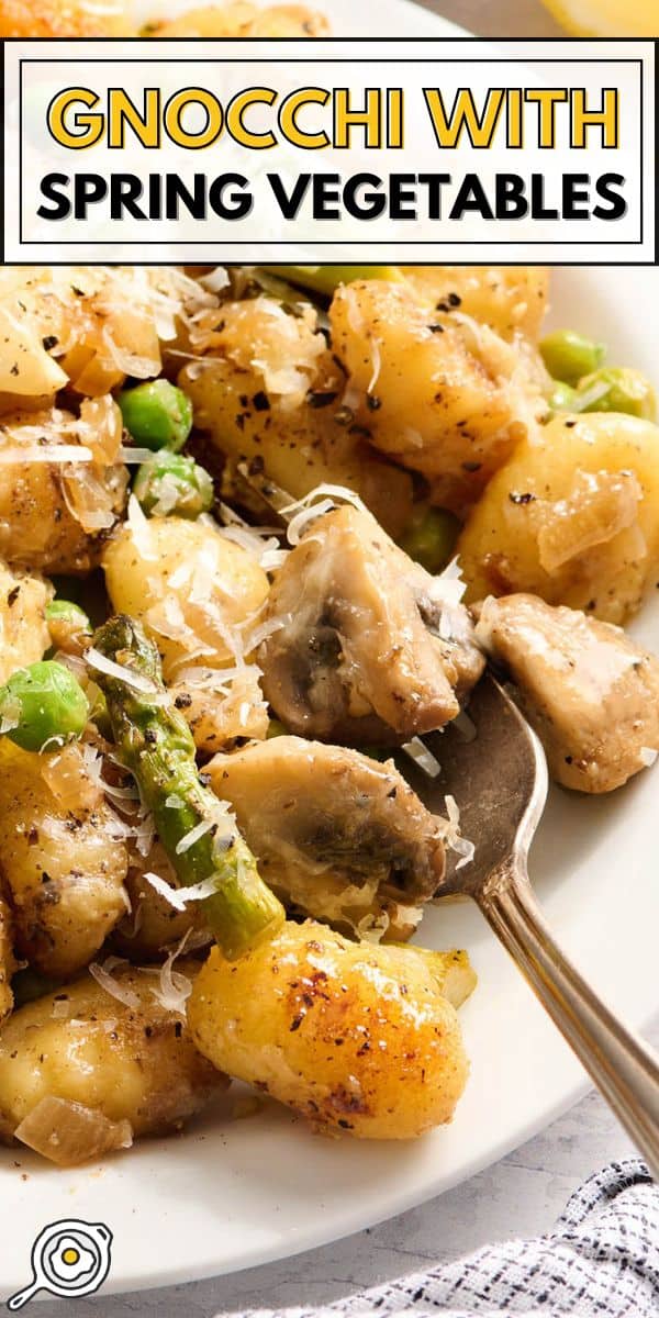 gnocchi with spring vegetables pin image