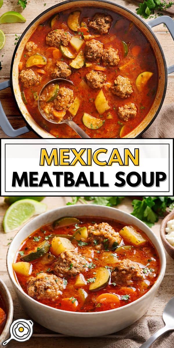 mexican meatball soup pin image