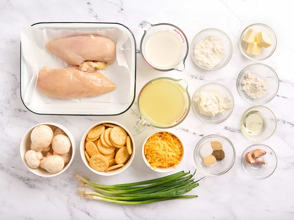 The ingredients for million dollar chicken casserole.