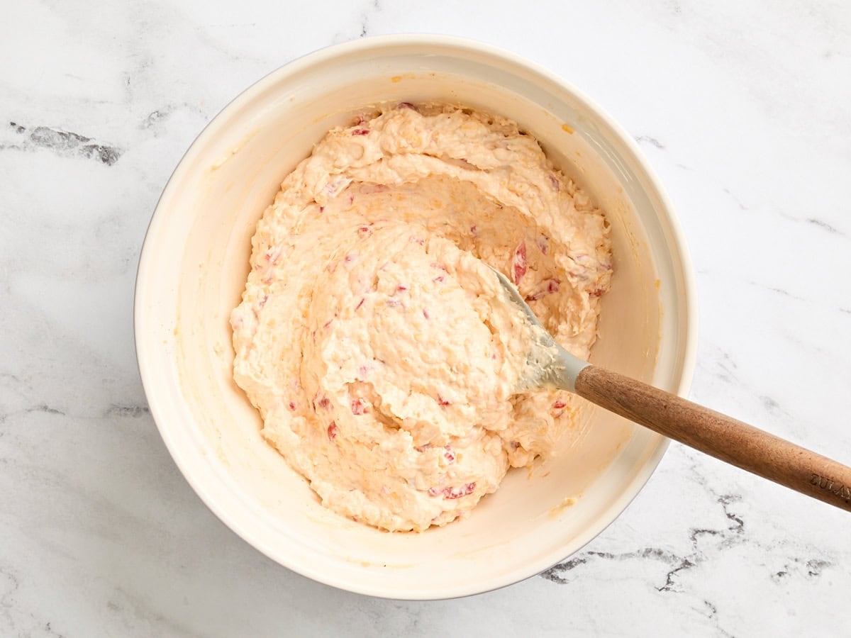 Pimento cheese in a bowl.