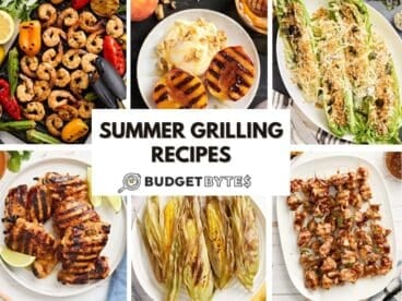 A collage of summer grilling recipes.