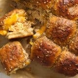 Overhead view of chicken sliders.
