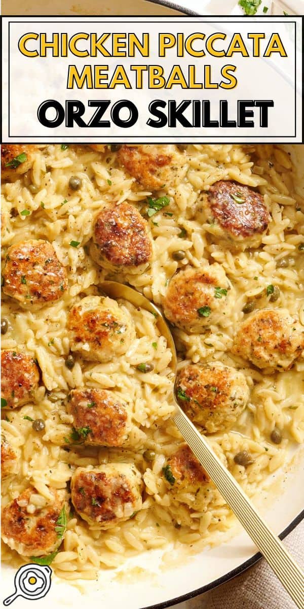 chicken piccata meatballs pin image