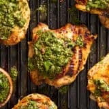 grilled chimichurri chicken on grill