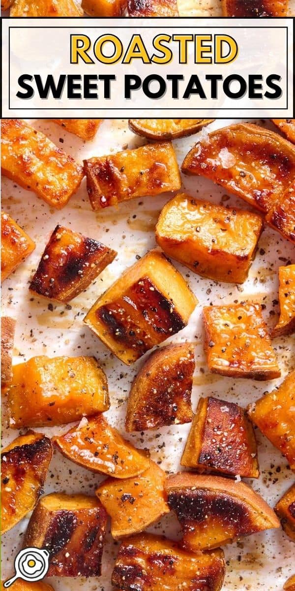 roasted sweet potatoes pin image