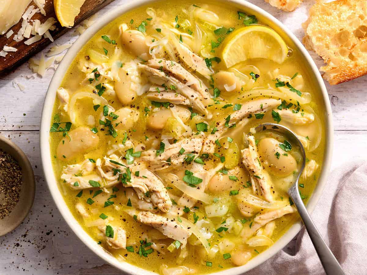 bowl of chicken white bean stew