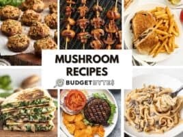 A photo collage of mushroom recipes.