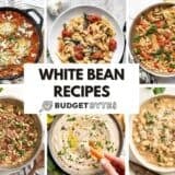 A collage of white bean recipes.