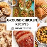 A collage of ground chicken recipes.