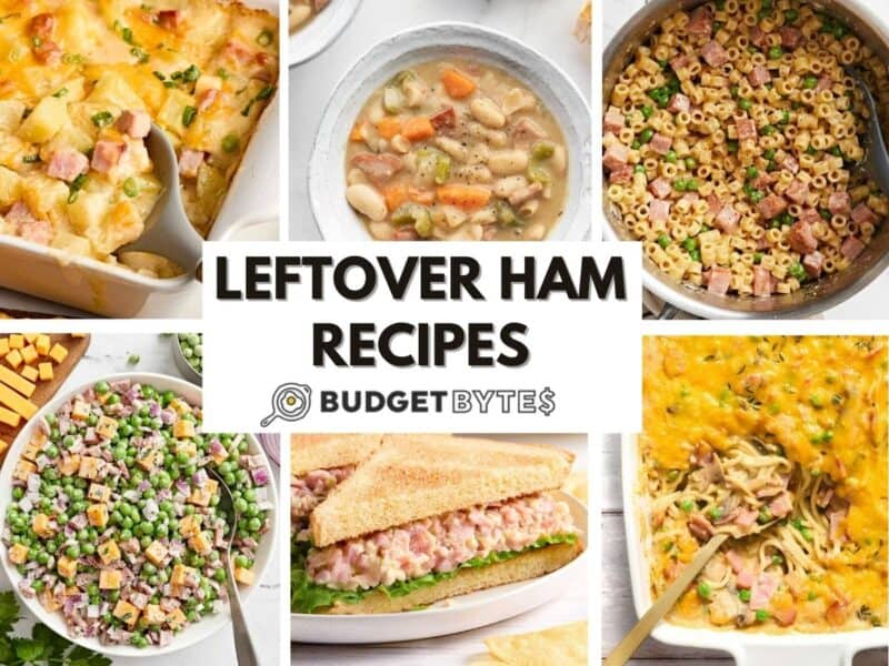 collage of leftover ham recipes