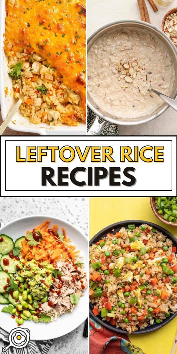 leftover rice recipes pin image