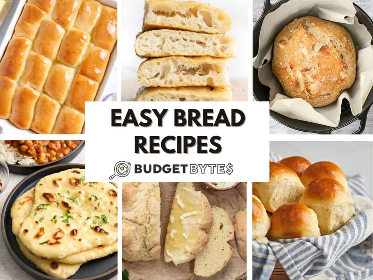 A collage of bread recipes.