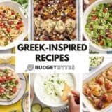 A collage of Greek-inspired recipes.